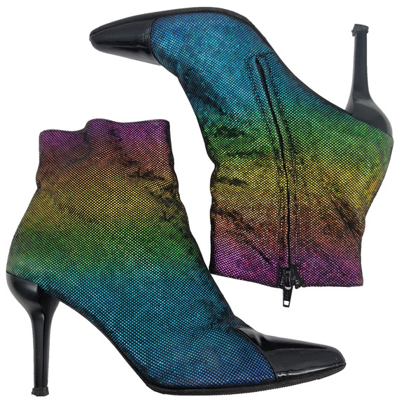 Doble Vida Shoes - Doble Vida Size 6 Shimmery Fashion Booties Statement Rainbow Women's Pointed Toe